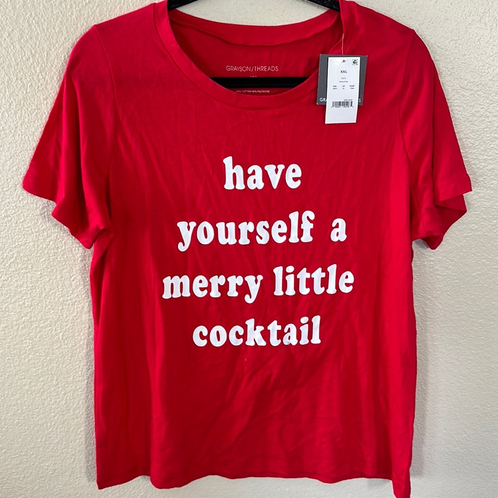 NEW Grayson Threads Red Holiday Cocktail T Shirt Size XXL NWT